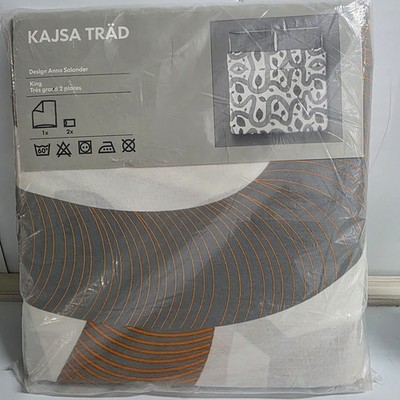 IKEA KANJA TRAD Floral King Quilt Duvet Cover  2 Pillowcase Set 100% Cotton 