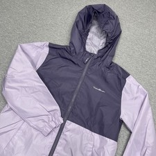 Eddie Bauer Girls Medium 10-12 Hooded Rain Lightweight Lavender Outdoor Jacket
