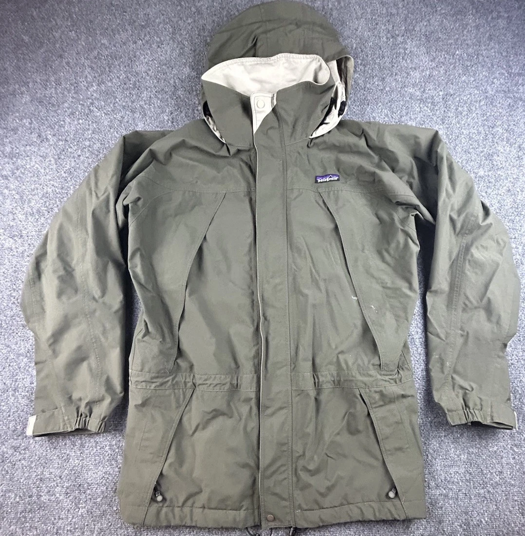 Vintage Patagonia Jacket Men M Olive Liquid Sky Hooded Goretex Rain Parka Y2K - product detail image 1