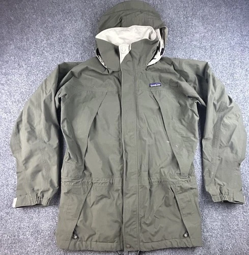 Vintage Patagonia Jacket Men M Olive Liquid Sky Hooded Goretex Rain Parka Y2K - product listing photo