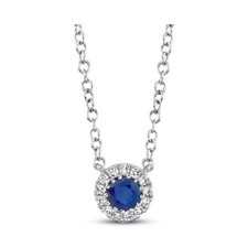 Lewis Jewelers Blue Sapphire Diamond White Gold Necklace & Earrings Jewelry Set