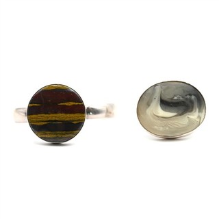 DESIGNER CHARLES ALBERT TIGER IRON AGATE RING BRACELET SET STERLING SILVER