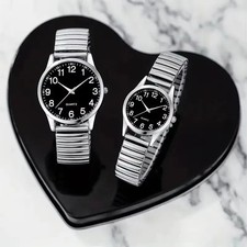 1/2PCS Couple Quartz Watch Fashion Creative Arabic Numerals Round Dial Elastic