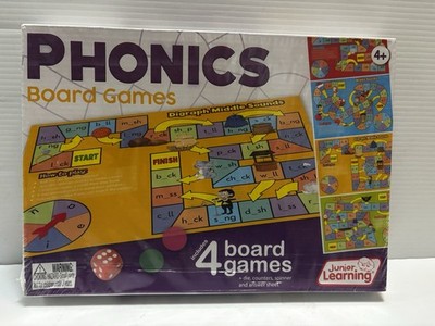 Junior Learning Phonics Board Games Set, 6 Counters Language Skills Pre K Free S