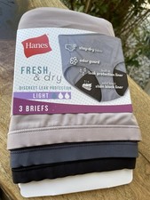 Hanes Fresh Dry women  s 3 Pk Briefs Period Leak protection light Tag less Sz 10