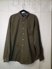 Nautica Shirt Men XL Button Down Long Sleeve Plaid 100 Cotton Blue Yellow