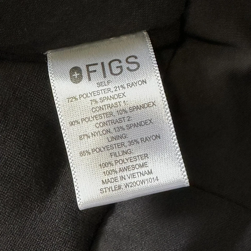 Colete masculino FIGS L preto isolado zíper completo utilitário acolchoado bolso médico - Imagem 4 de 4