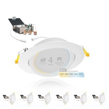 4 Inch Gimbal LED Recessed Lighting, 5CCT 2700K/3000K/3500K/4000K/5000K Selec...