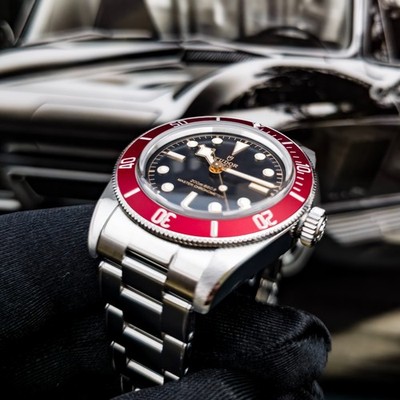 Tudor Black Bay 41MM Black Dial , Red Bezel Steel Bracelet 7941A1A0RU