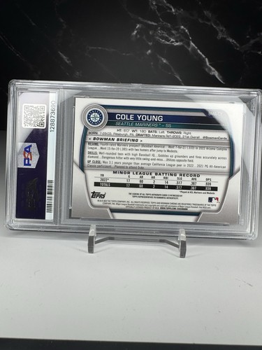 2023 Bowman Chrome Mega Box Cole Young #BMA-CY (AU, RC) Blue Mojo /150 PSA 9 - Foto 3 di 3