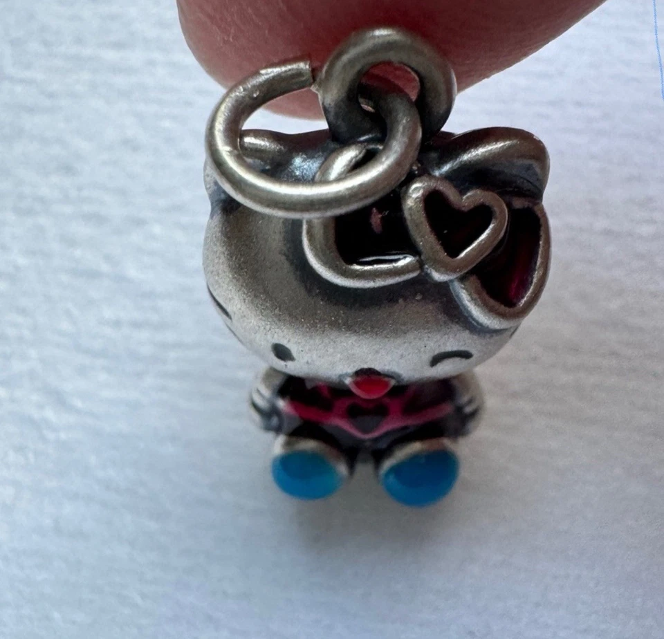 Collar colgante de plata fina Hello Kitty S999 esmalte 3D Foto 3 de 4