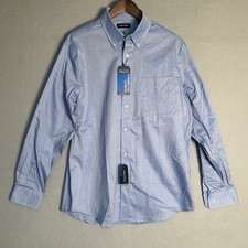 Nautica Performance Dress Shirt Wrinkle Free Classic Fit 16.5 34-35 New Blue