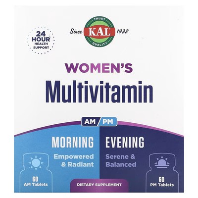 2 X KAL, Women's Multivitamin, Morning & Evening, 2 Pack, 60 Tablets Each