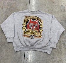 1996 Chicago Bulls Gray Sweatshirt Mens NBA Champions Greatest Team Ever