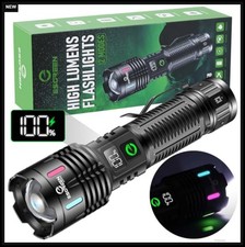 LED Flashlight Rechargeable 100000 Lumens 3280 FT USB C 6000mAh Battery Camping