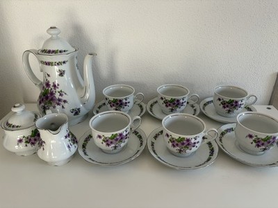 Winterling Bavaria Porzellan Kaffeeservice Veilchen 15-tlg 6 Gedecke Set