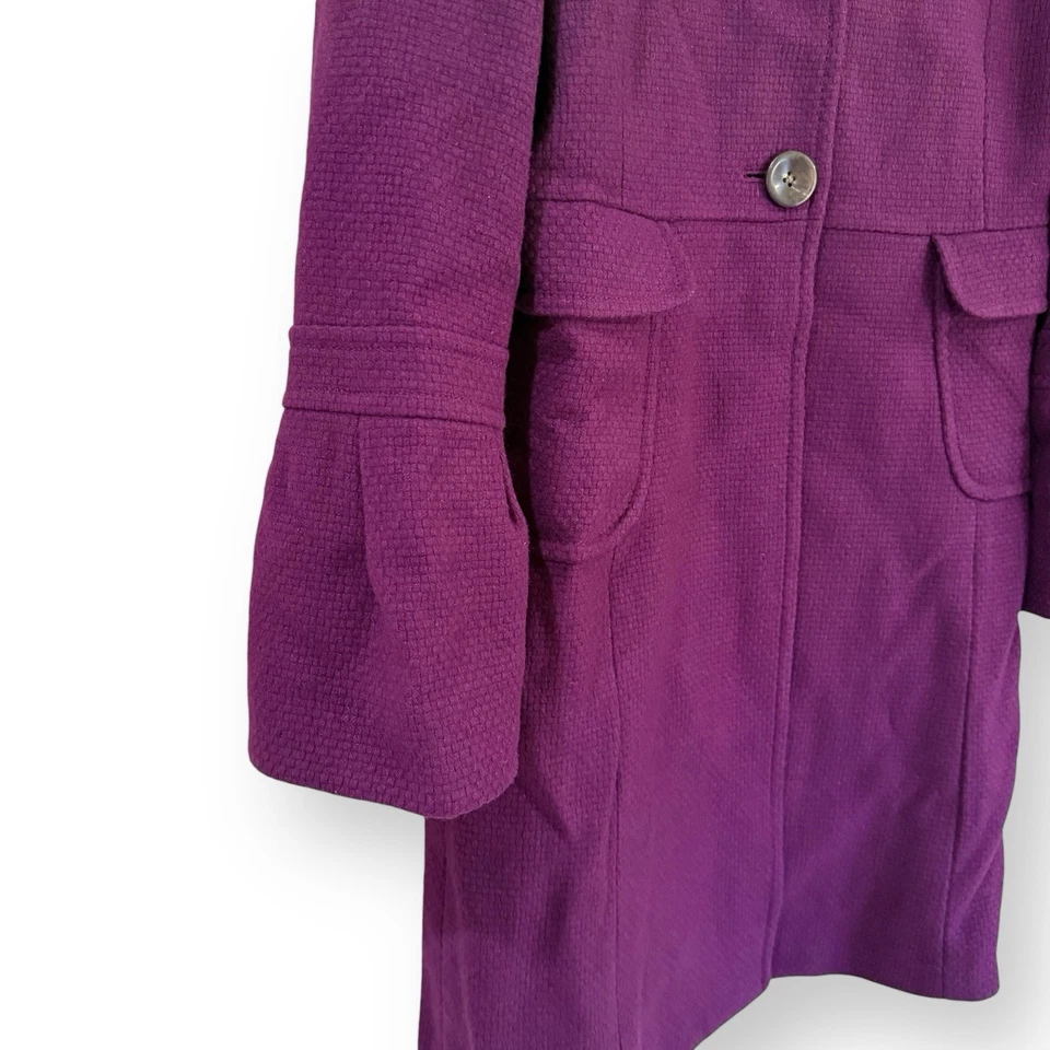Old Navy Y2K Purple Peacoat Womens Medium Bell Sleeves Pockets Wool Blend Lined - Image 2 of 4