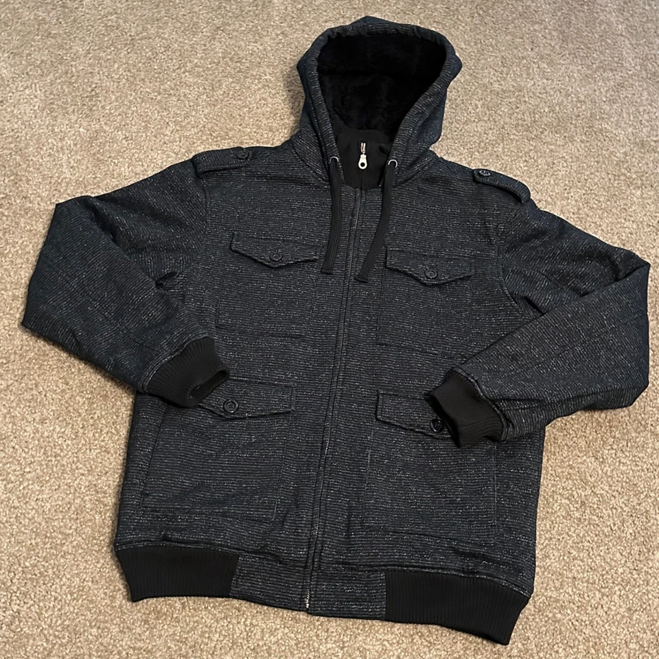 Chaqueta Champs Sports Gear Para Hombre XL Cremallera Completa Sudadera con Capucha Negra Forrada Sherpa Ciudad  Foto 4 de 4