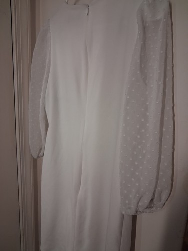 DKNY White Sheer Sleeves Lined Zip Back Dress Wmns  35"widex34long - Picture 6 of 6