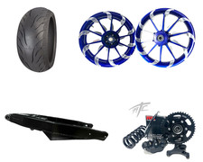 240 STEALTH FAT TIRE KIT BLUE CONTRAST TORNADO WHEELS 06-11 KAWASAKI NINJA ZX-14