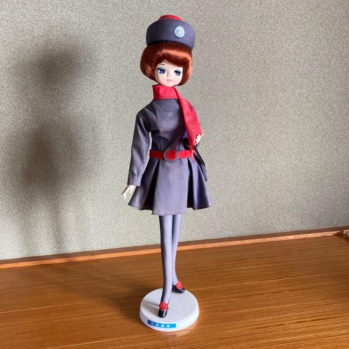 Japan Airlines (JAL) Stewardess Poseable Doll, Showa Retro Style