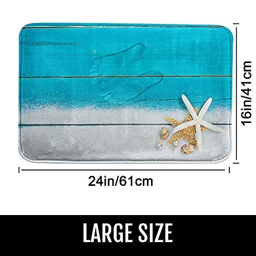 Bath Mat for Bathroom, Beach Starfish Sea Washable Cover Floor Rug Carpets - Picture 4 of 7