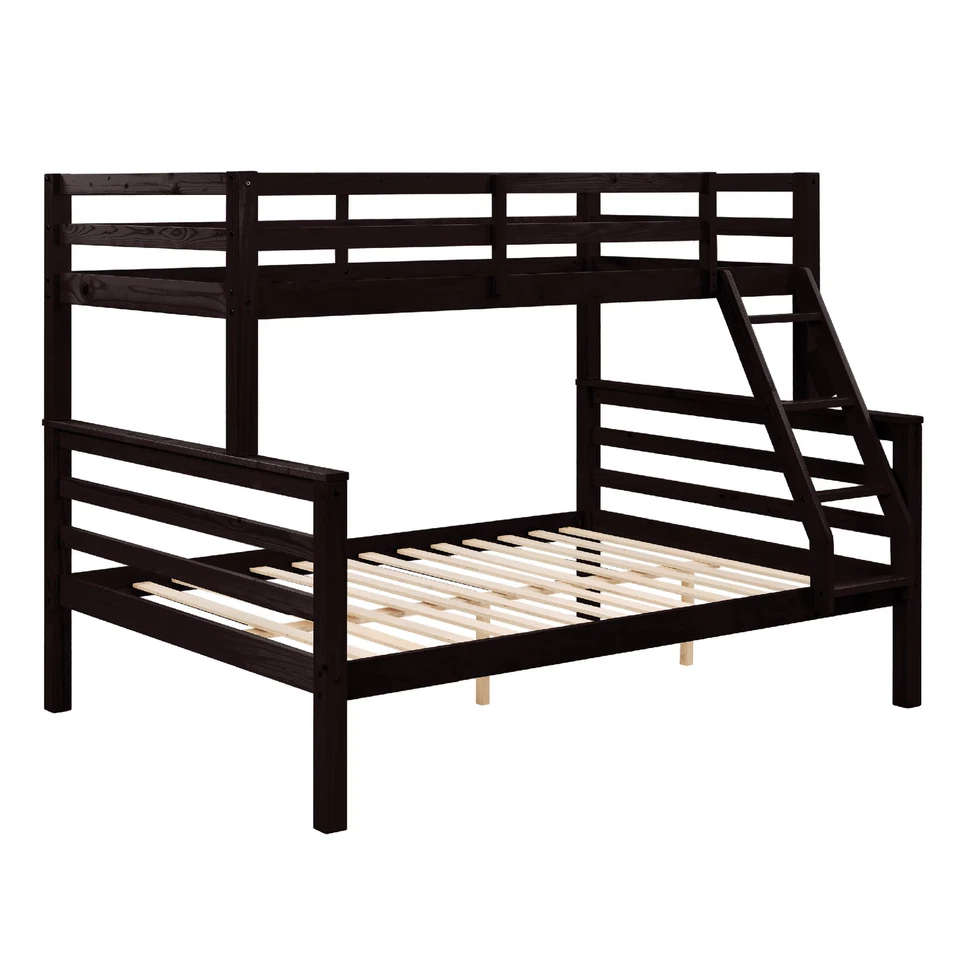 FunniHomi Bunk Bed Twin over Full Bunk Bed, Wooden Bunk Bed Frame w/ Ladder - Image 3 of 4