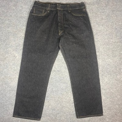 Levi Strauss 501 Mens Jeans Dark Wash Button Fly Straight Leg W36 L28