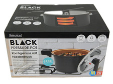 Livington Black Pressure Pot 6 L Dampfkochtopf Schnellkochtopf Kochen Topf ⌀24cm
