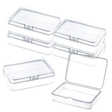 6 Pcs Mini Plastic Storage Containers with Lids 4.5x3.4 Inches Clear