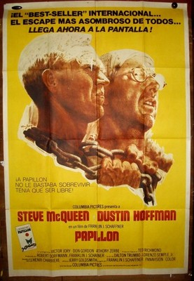 STEVE McQUEEN DUSTIN HOFFMAN !!! orig1SH movie poster 1973 PAPILLON