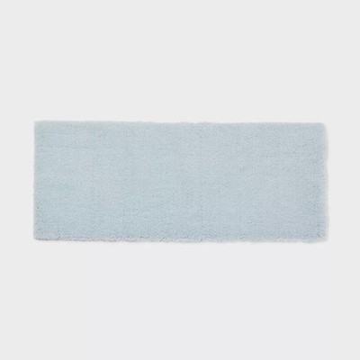 24''x60'' Spa Plush Bath Rug Light Blue - Threshold: Machine Washable, Tufted