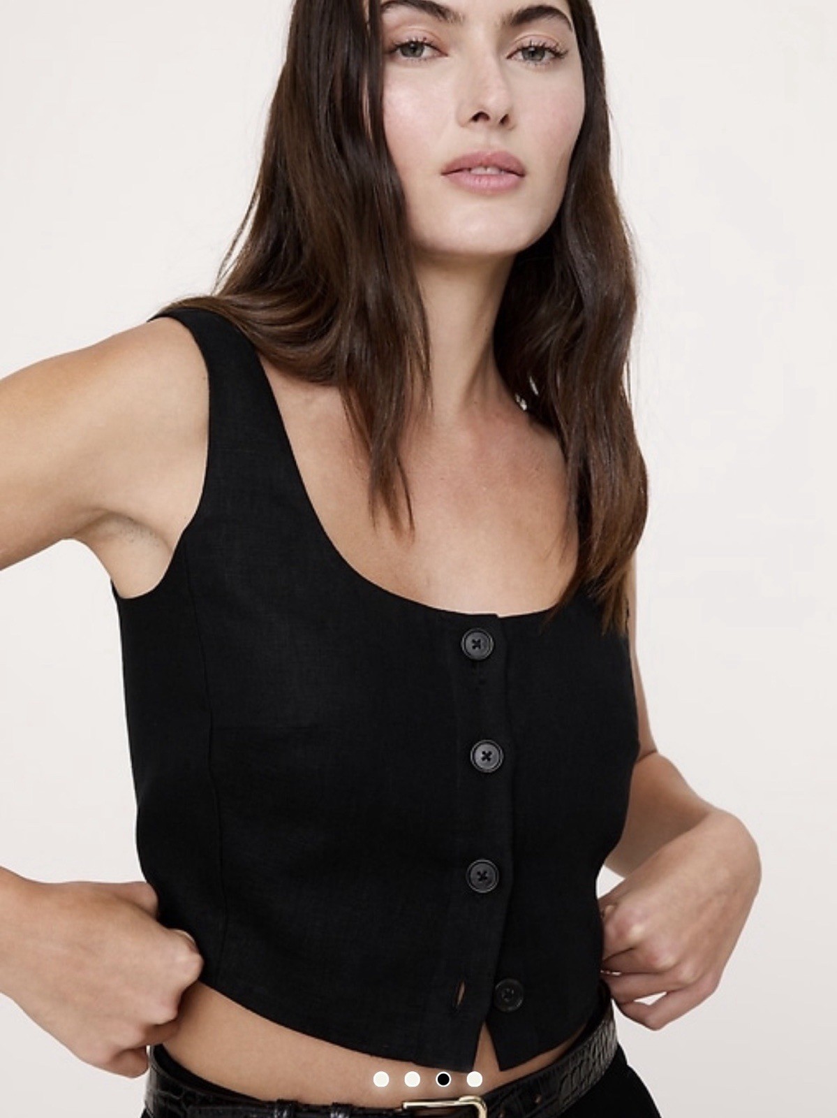 Banana Republic Linen Black Cropped Tank Size 4 NWT RT$100