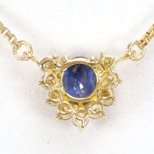 18K Gelbgold Collier Saphir 0,30 Diamant ca.3,9g kostenloser Versand gebraucht - Bild 4 von 5