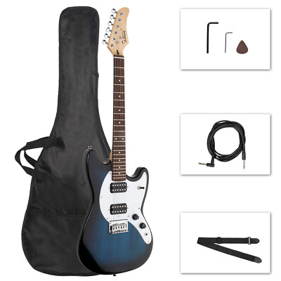 Glarry Full Size 6 String H-H Pickups GMF Electric Guitar Bag Strap Connector