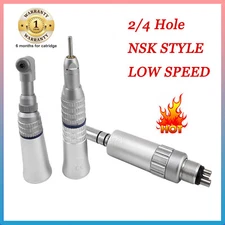 Dental Low Speed Handpiece Kit Straight Contra Angle Wrench Latch Air Motor 2/4H