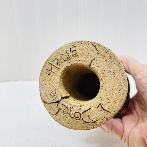 Signed Studio Art Pottery Stoneware Wine Goblet, Glazed Chalice Speckled Glaze - Picture 6 of 9