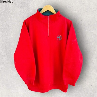 Bunnings Warehouse Trade Quarter Zip Red Pullover Jumper Size m/L