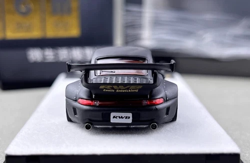 PGM 1:64 Matte Black RWB 993 Classic Sports Model Diecast Metal Car - Picture 12 of 15