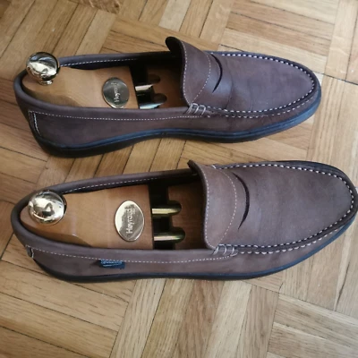 PARABOOT MOCASSINS DAIM MARRON / BROWN SUEDE TAILLE 40,5 (6,5) - Photo 1/4