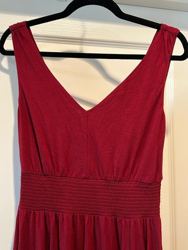 Maxi abito rosso Sundance Catalog taglia small senza maniche in maglia con scollatura in vita - Foto 3 di 5