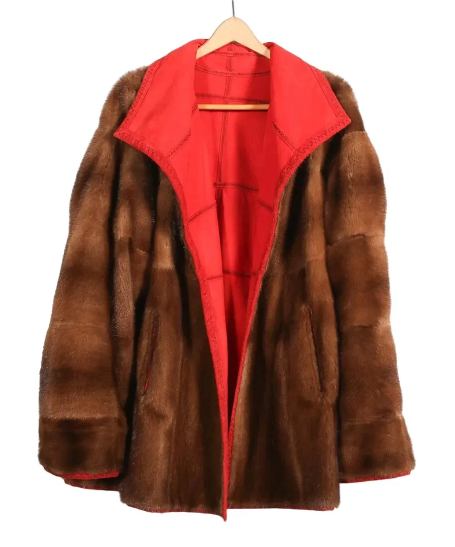 Giacca reversibile Christian Dior rossa patchwork scamosciata e pelliccia