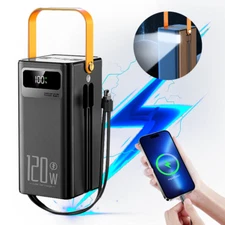 70000mAh 120W Handheld Power Bank 4 USB Portable Battery Charger for Cell Phone