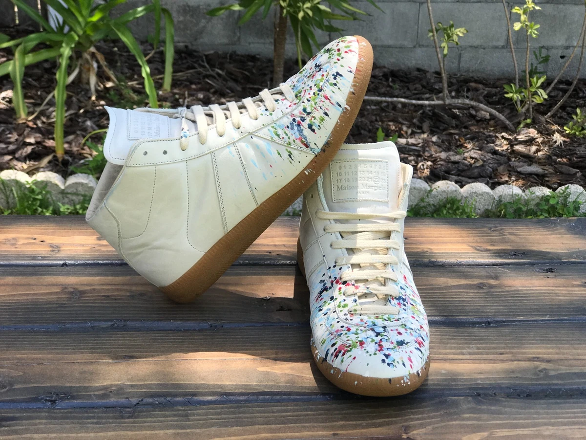 Maison margiela high top paint deals splatter