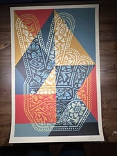 Shepard Fairey Obey Giant “Peace Fingers” Art Print Poster Signed Lithograph
