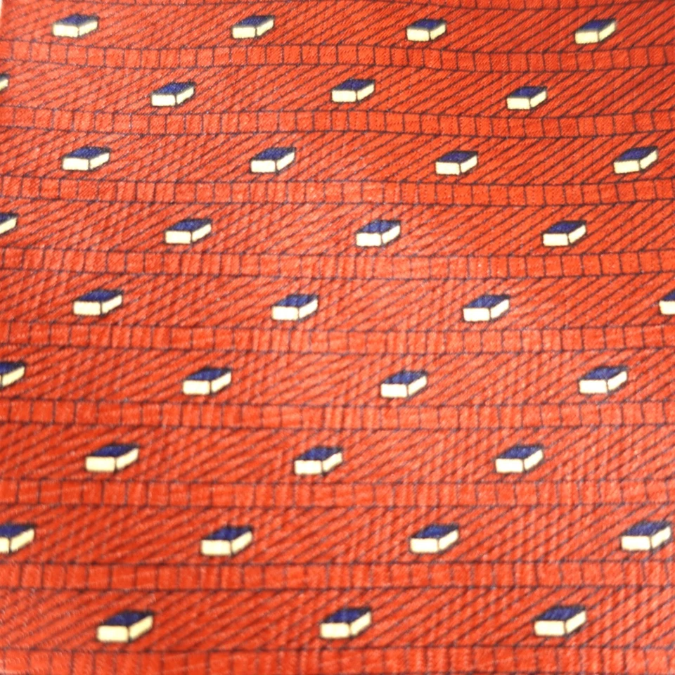 Corbata Naranja Para Hombres Geo Block Satinado Tejido Traje Brillante Colección UMO LORENZO Foto 4 de 4