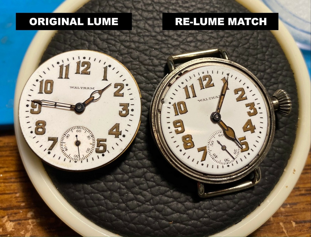 Vintage Trench Watch Dial & Hands Re- Lume Service - Radium
