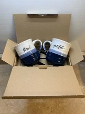 NEW! DOWAN 18oz LARGE CERAMIC COFFEE MUG SET (BLESSED & GRATEFUL)