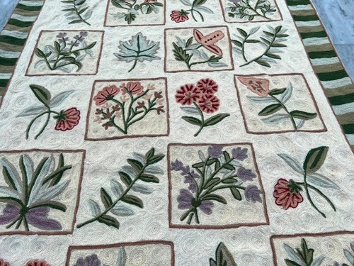Vintage French Style Aubusson Rug Chain Stitch Needlepoint Rug 3x5 ft Free Ship - Picture 5 of 13