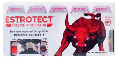 new Estrotect Breeding Indicator w Breeding Bullseye for Cattle 50 ct